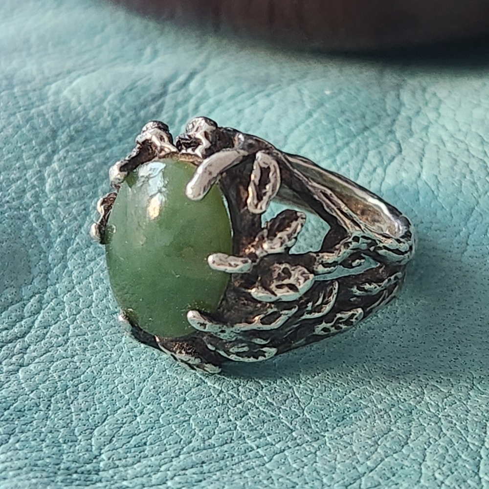 Vintage Connemara Irish Marble Sterling Silver Casted Ring